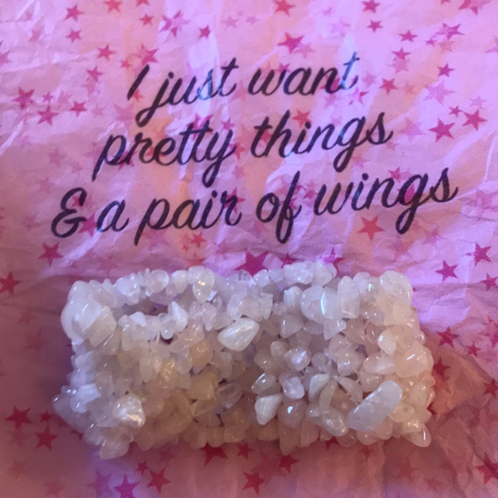 Elastic Real Rose Quartz Cuff Bracelet